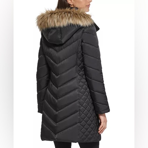 Kenneth Cole Faux-Fur-Trim Hooded Puffer Coat - Picture 3 of 12